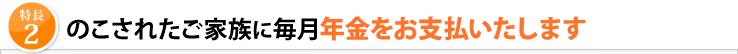 「特長2」のこされたご家族に毎月年金をお支払いいたします